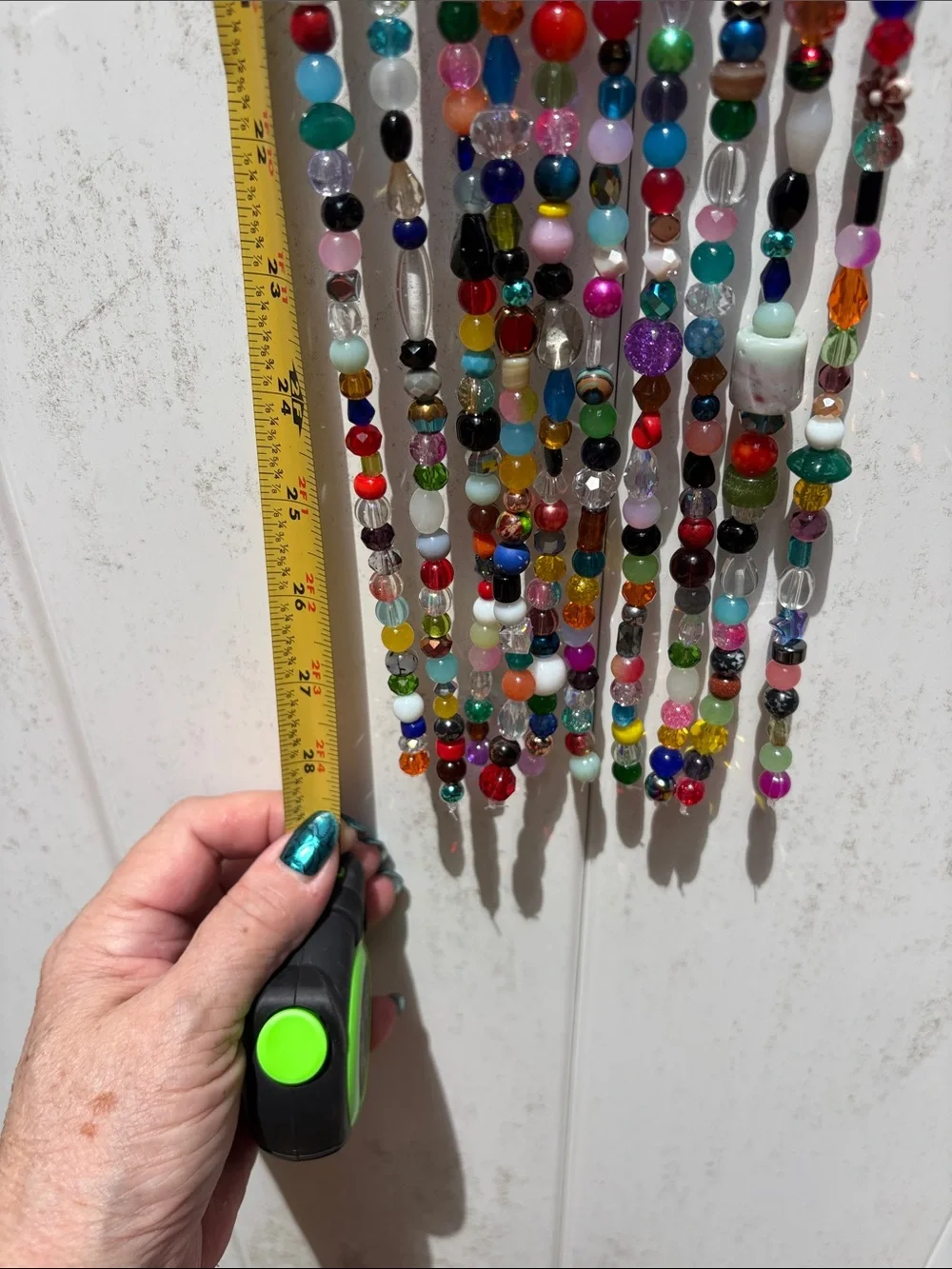 10 strands 28 inches long glass and crystal beads multicolored